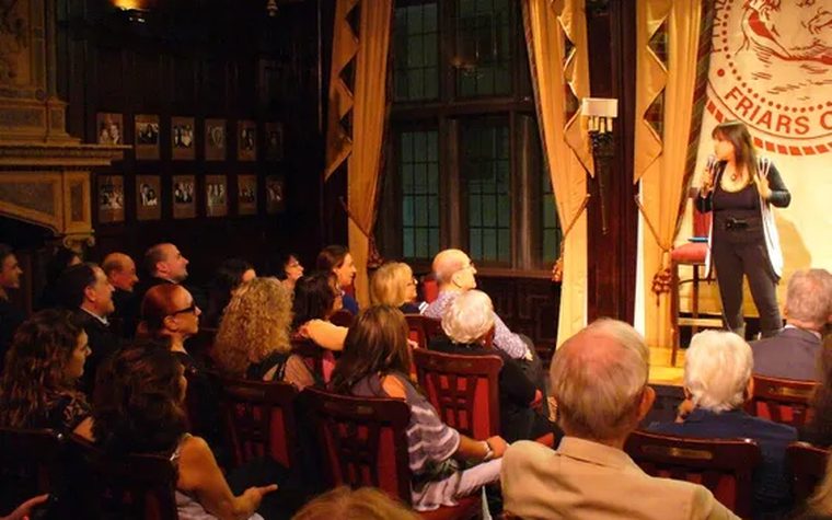 Fran performing at the Friars Club